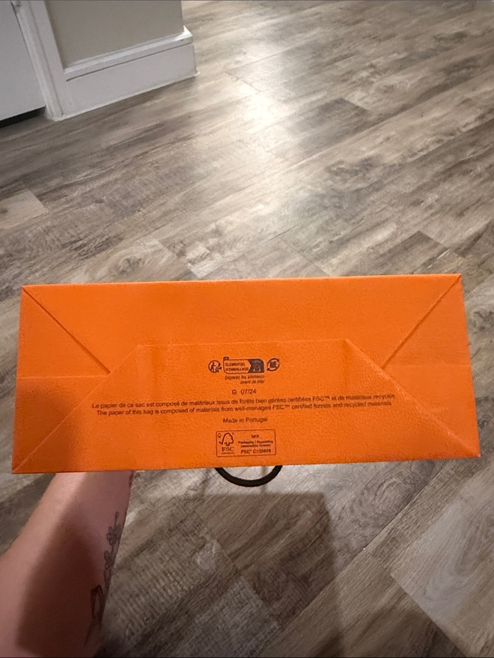 Hermes Orange Shopping Bag with Brown Cord Handle - Picture 7 of 7